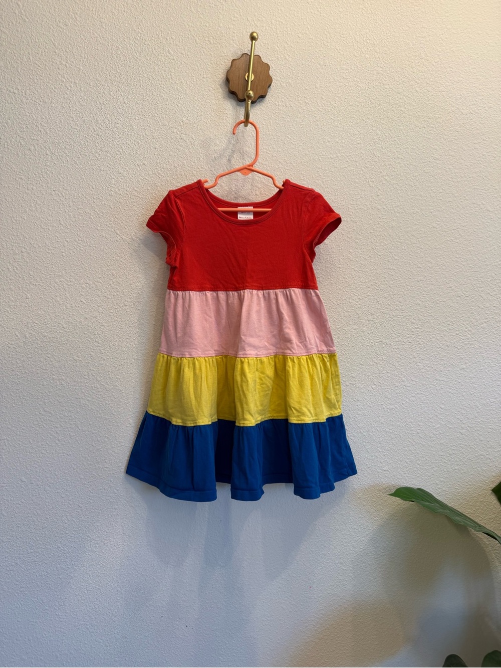 Hanna Andersson Colorblock Tiered Dress Girls Size 4